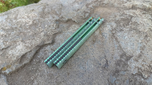 Jade G10 BRS Replicant Throwback Handles w/ Jeweled Green Anodization (kraken compatible)