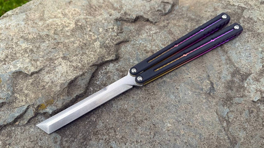 S35VN Flagship Tanto G10 Kraken: Black G10 w/ Jeweled Sunset Fade Ano