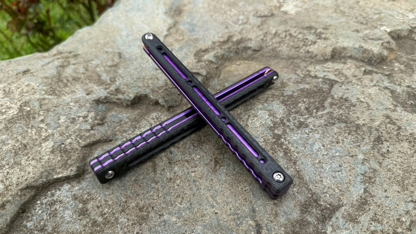 Titanium Nautilus Handles: Carbon Fiber w/ Jeweled Purple Ano