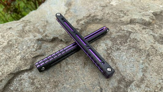 Titanium Nautilus Handles: Carbon Fiber w/ Jeweled Purple Ano
