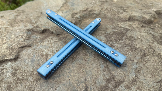 Glacier Blue G10 BRS Replicant Slotted Handles w/ Jeweled Blue Anodization (kraken compatible)