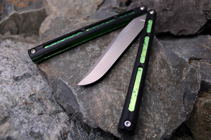 Flagship Bowie 004: Black G10 W/Green Jeweled Ano