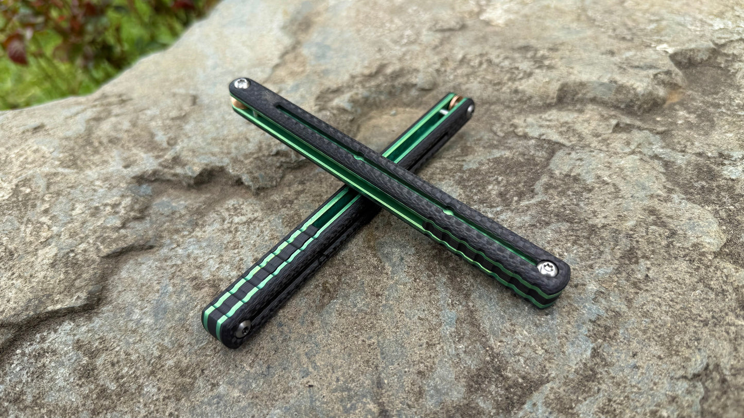 CF Kraken V2 Handles: Carbon Fiber w/ Green Ano