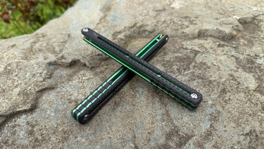 CF Kraken V2 Handles: Carbon Fiber w/ Green Ano