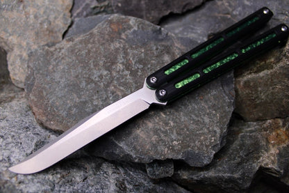 Flagship Bowie 004: Black G10 W/Green Jeweled Ano