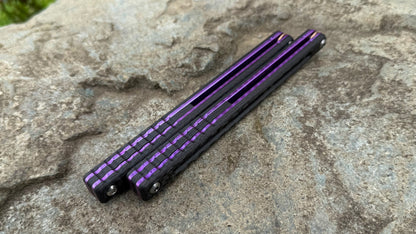 Titanium Nautilus Handles: Carbon Fiber w/ Jeweled Purple Ano