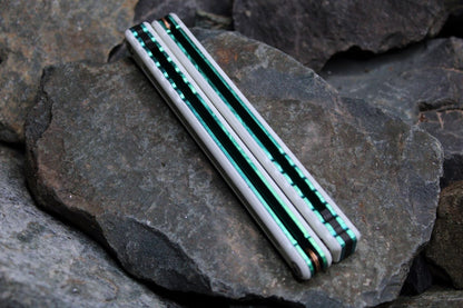 Titanium Nautilus Handles: White G10 w/ Emerald Green Anodization