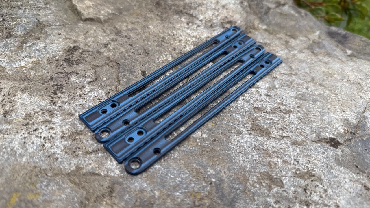 Blemished Dual Tone Blue and Black G10 Single Slot BRS Replicant Scales
