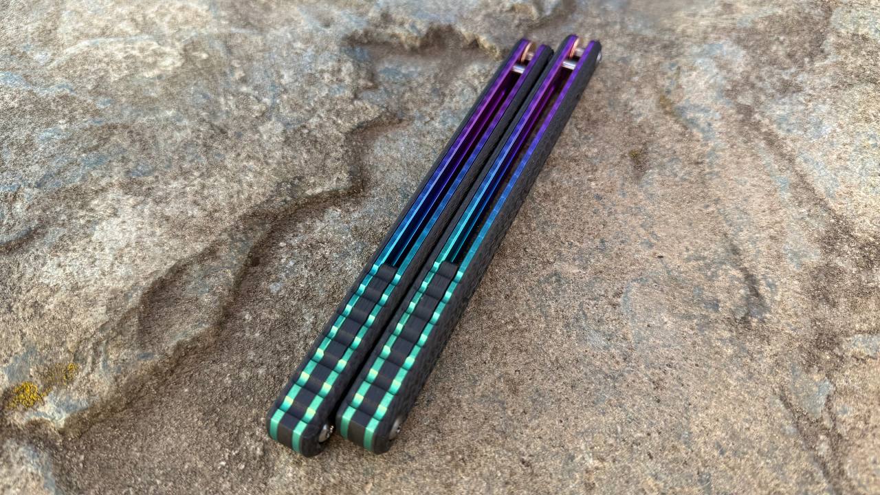 CF Kraken V2 Handles: Carbon Fiber w/ Purple to Blue to Green Fade Ano