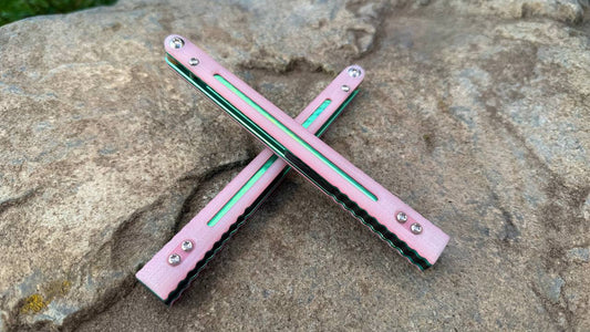 Cherry Blosom G10 BRS Replicant Slot Handles w/ Jeweled Green Anodization (kraken compatible)