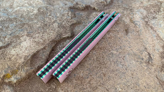 Cherry Blosom G10 BRS Replicant Slot Handles w/ Jeweled Green Anodization (kraken compatible)