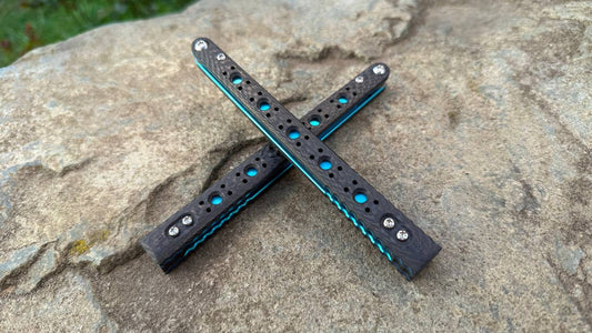 Carbon Fiber BRS Replicant Throwback Handles w/ Jeweled Teal Anodization (kraken compatible)