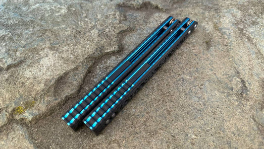Carbon Fiber BRS Replicant Throwback Handles w/ Jeweled Teal Anodization (kraken compatible)