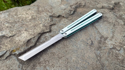 S35VN Flagship Tanto G10 Kraken: White G10 w/ Jeweled Emerald Ano (Blem)
