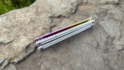 S35VN Flagship Tanto G10 Kraken: White G10 w/ Jeweled Sunset Fade Ano