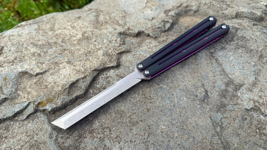 S35VN Flagship Tanto G10 Kraken: Black G10 w/ Jeweled Magenta Ano (Blem)