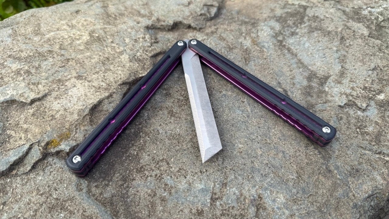 S35VN Flagship Tanto G10 Kraken: Black G10 w/ Jeweled Magenta Ano (Blem)