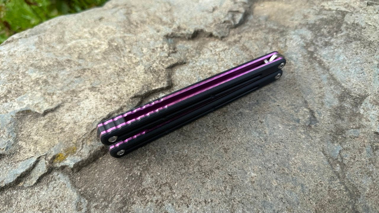 S35VN Flagship Tanto G10 Kraken: Black G10 w/ Jeweled Magenta Ano (Blem)
