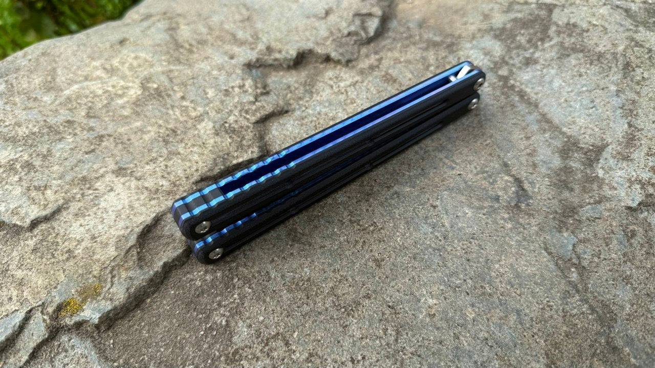 S35VN Flagship Tanto G10 Kraken: Black G10 w/ Jeweled Blue Ano