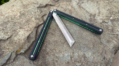 S35VN Flagship Tanto G10 Kraken: Black G10 w/ Jeweled Green Ano (sharpened swedge)