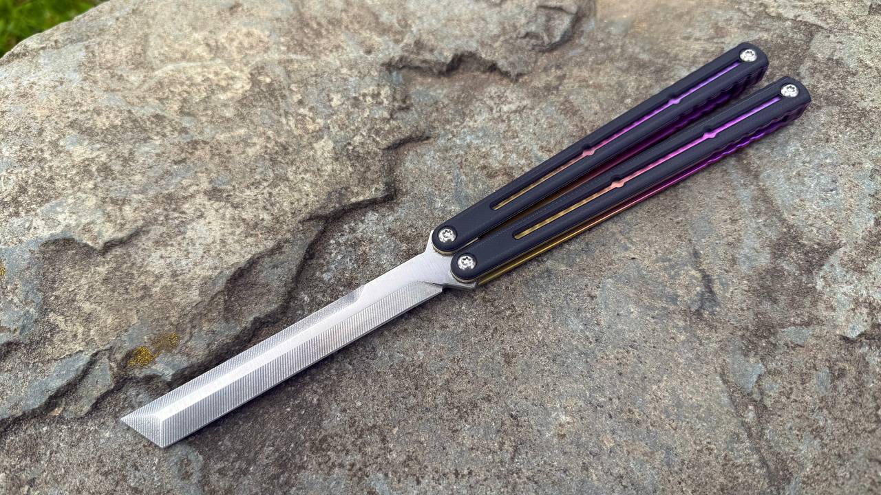 S35VN Flagship Tanto G10 Kraken: Black G10 w/ Jeweled Sunset Fade Ano